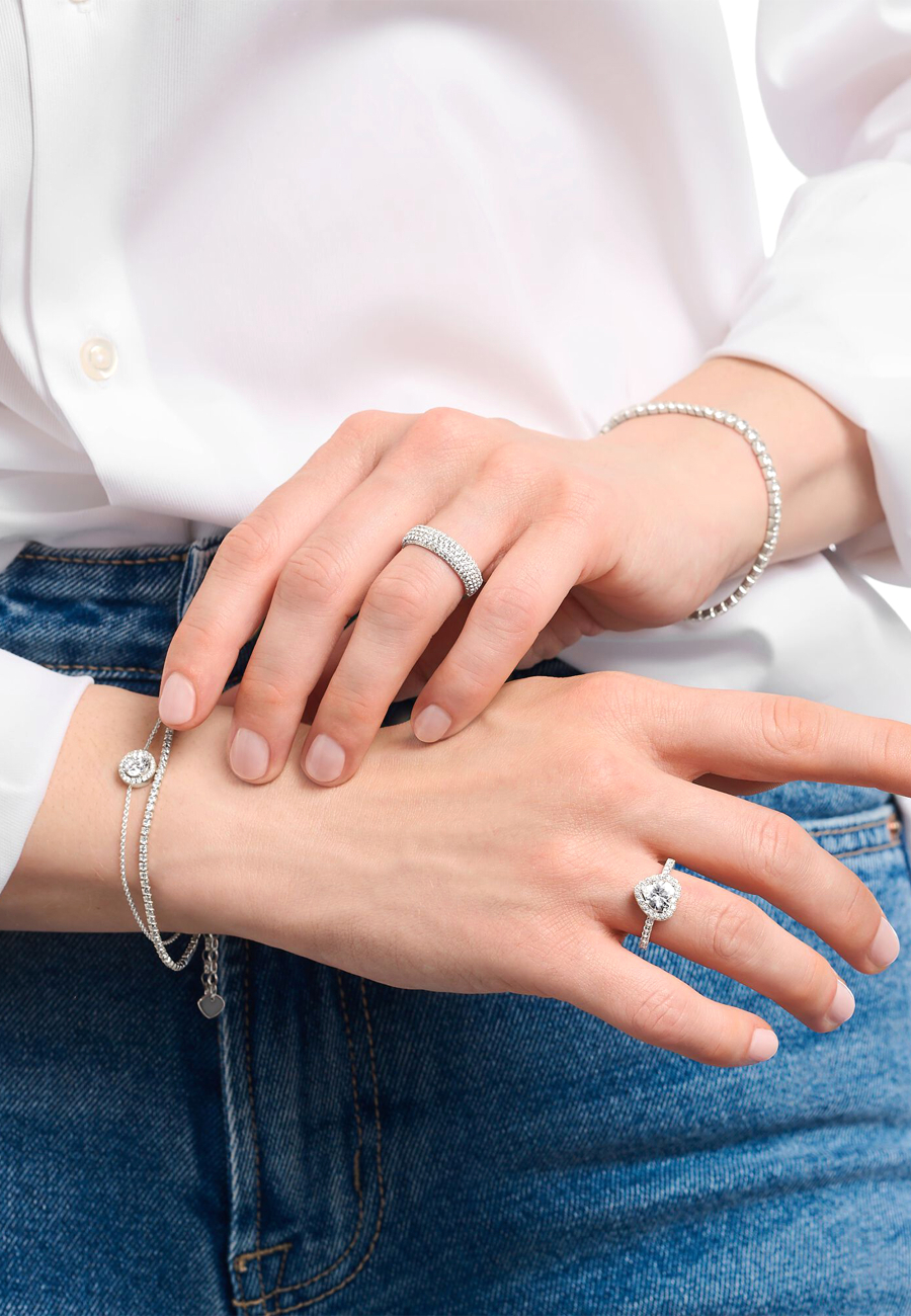 Ring White Halo Heart Shaped Zirconia Silver