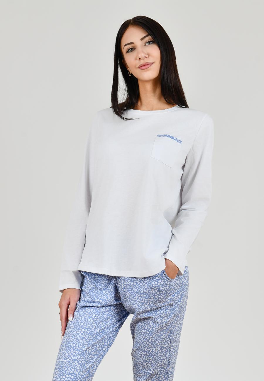 Klassisches langärmeliges Pyjama-Set aus Baumwolle Klassisches langärmeliges Pyjama-Set aus Baumwolle