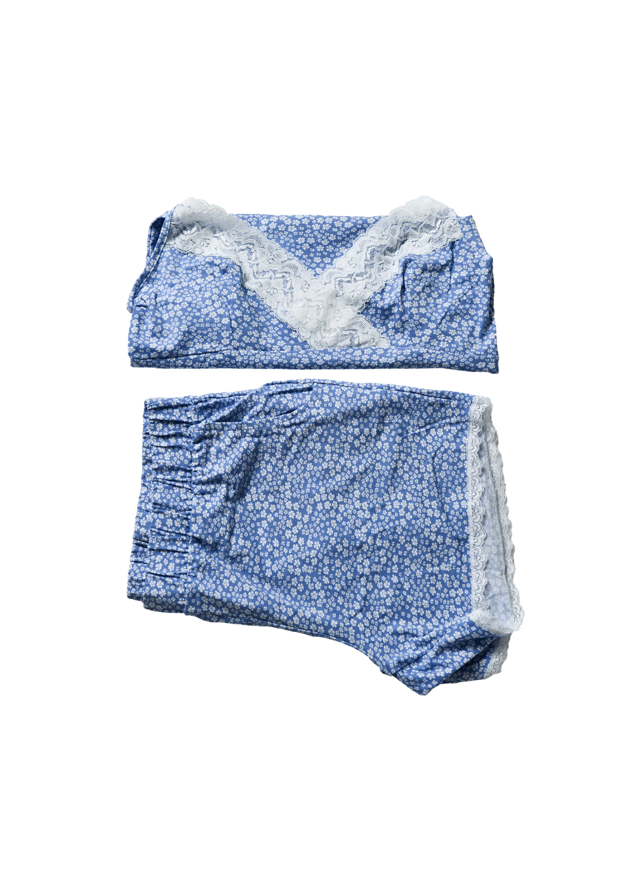Baumwollspitzen Pyjama-Set Top & Shorts Baumwollspitzen Pyjama-Set Top & Shorts