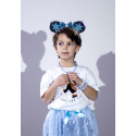 Bandeau d'oreilles Fantasia de Disney Frozen - Noeud à paillettes bleu étincelant pour enfants et adultes Bandeau d'oreilles Fantasia de Disney Frozen - Noeud à paillettes bleu étincelant pour enfants et adultes