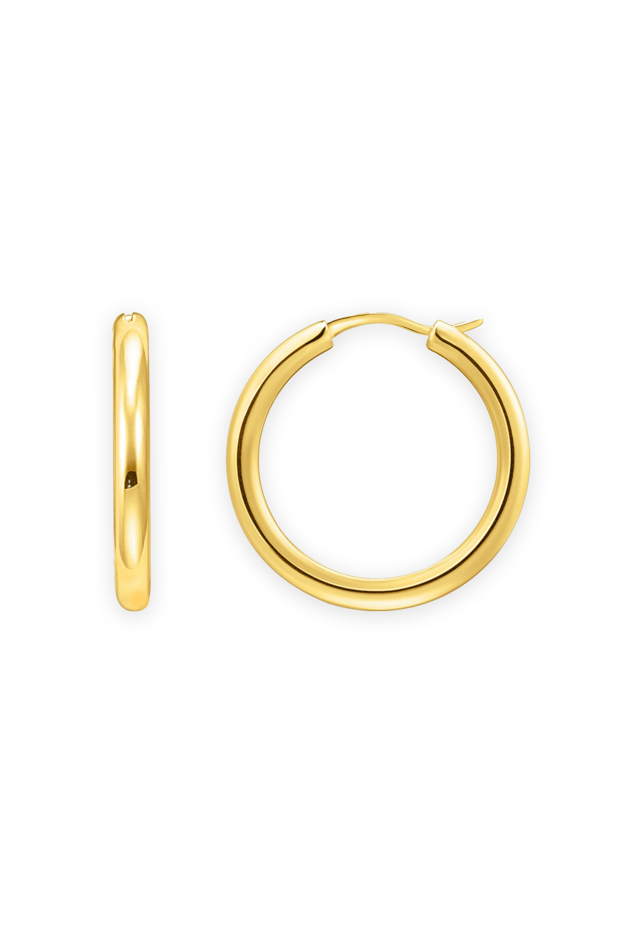 Gold-Plated Classic Hoop Earrings In Wider Shape
