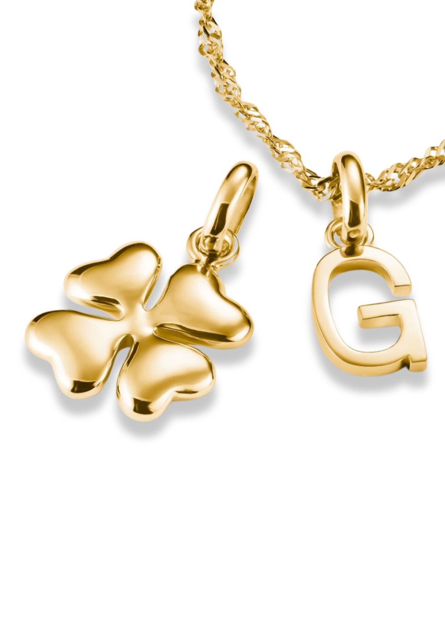 Charm Pendant Lucky Clover In 3D Connect Gold-Plated