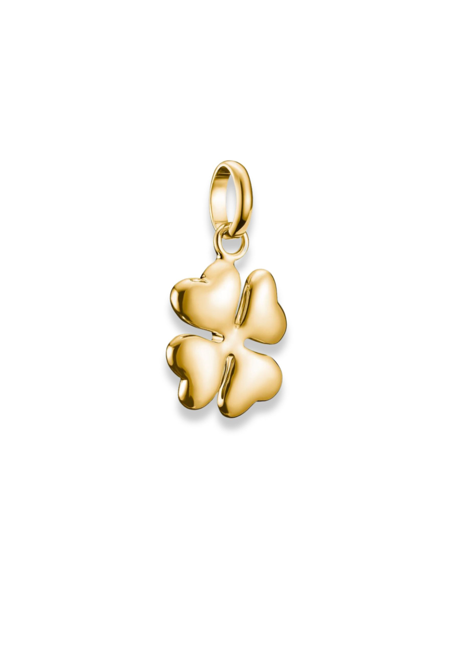 Charm Pendant Lucky Clover In 3D Connect Gold-Plated